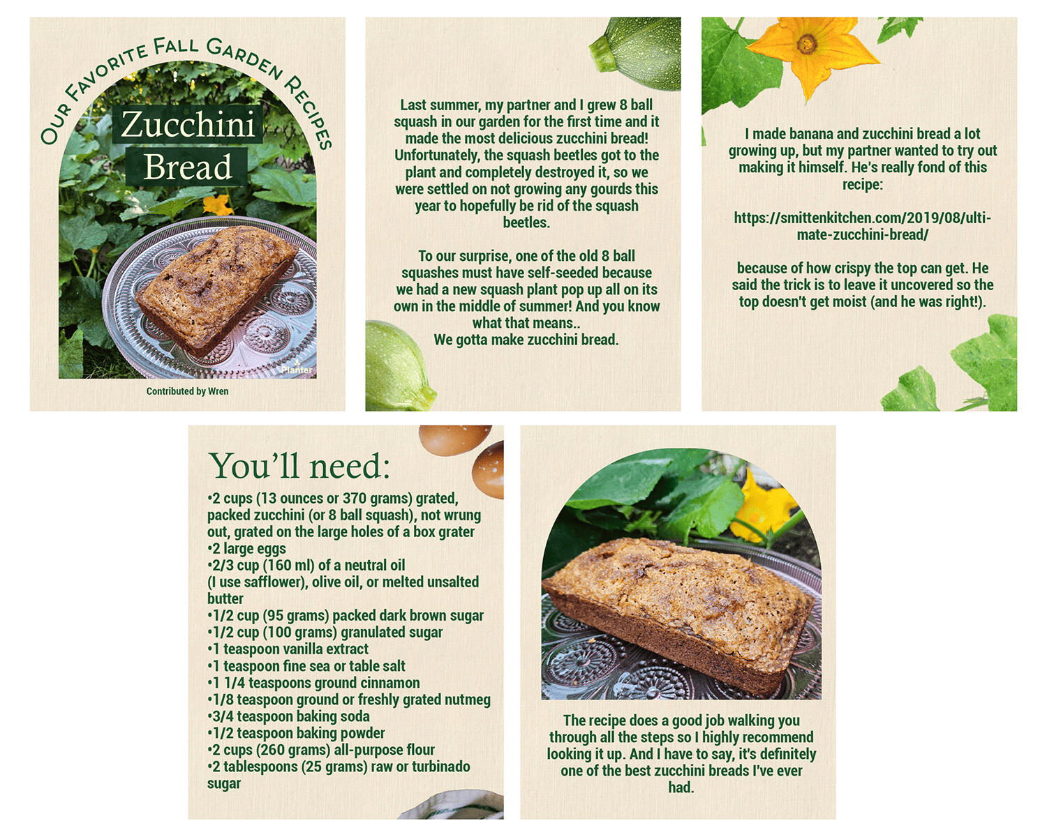 Zucchini Bread Recipe Social Media Post for Planter